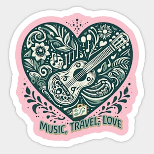 Music, Travel, Love Sticker